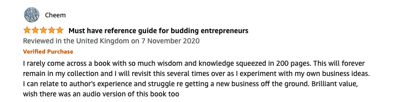 Amazon review by Cheem: Must have reference guide for budding entrepreneurs